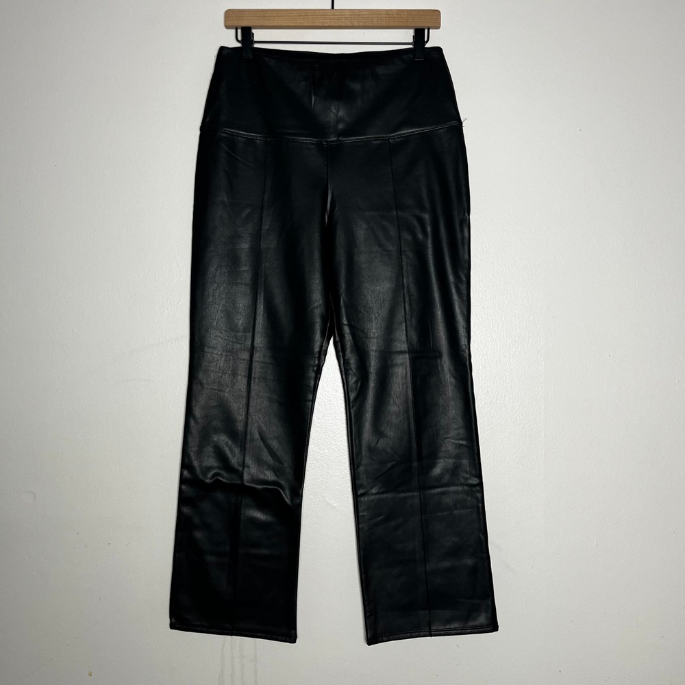 Joie Faux Leather High‎ Waist Cropped Pants Black size large